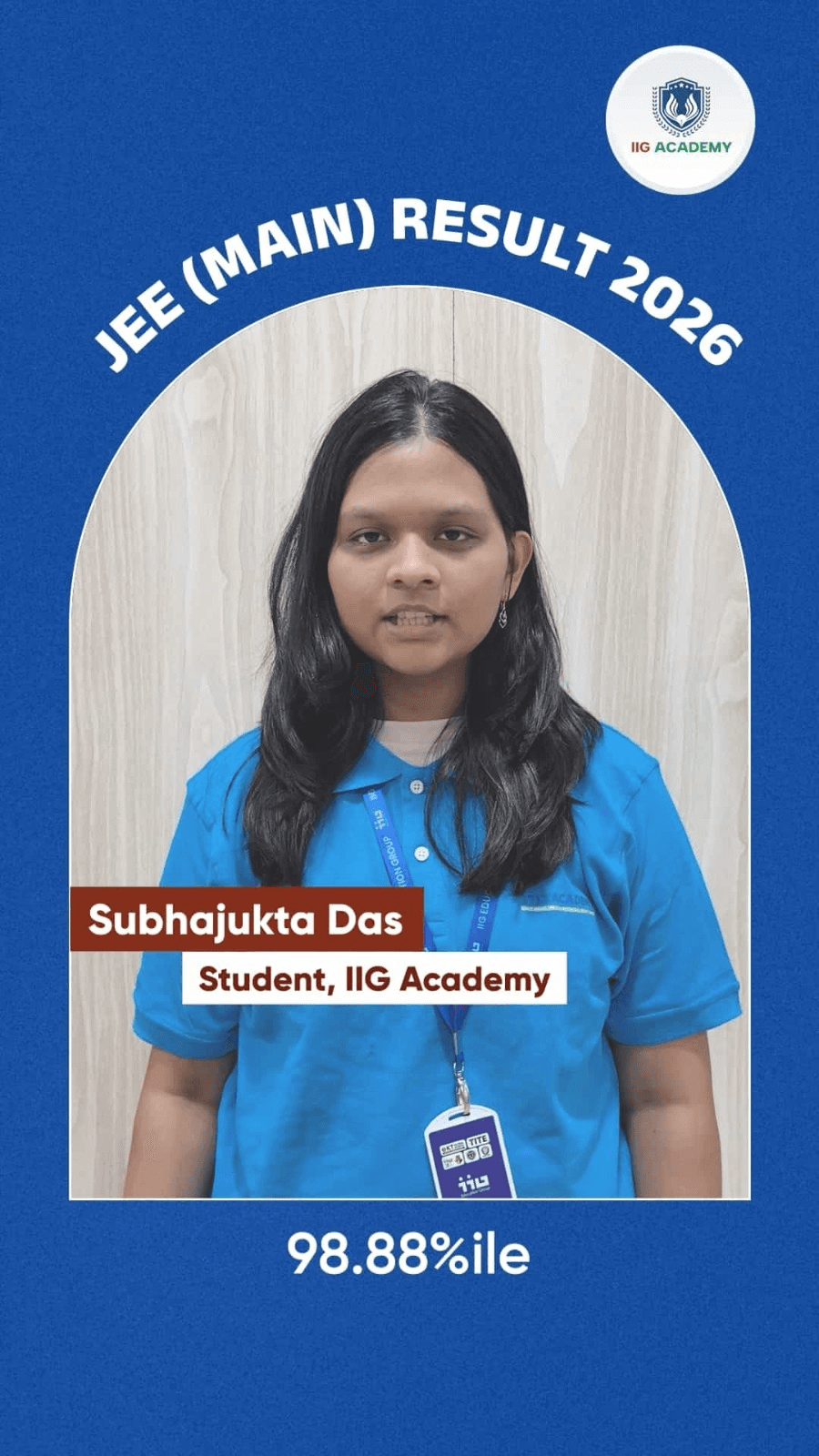 Subhajukta Das - JEE Main (98.88%ile)
